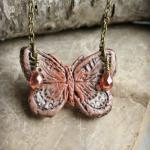Butterfly Polymer Clay Pendant Necklace