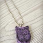 Folkart Owl Polymer Clay Pendant Necklace